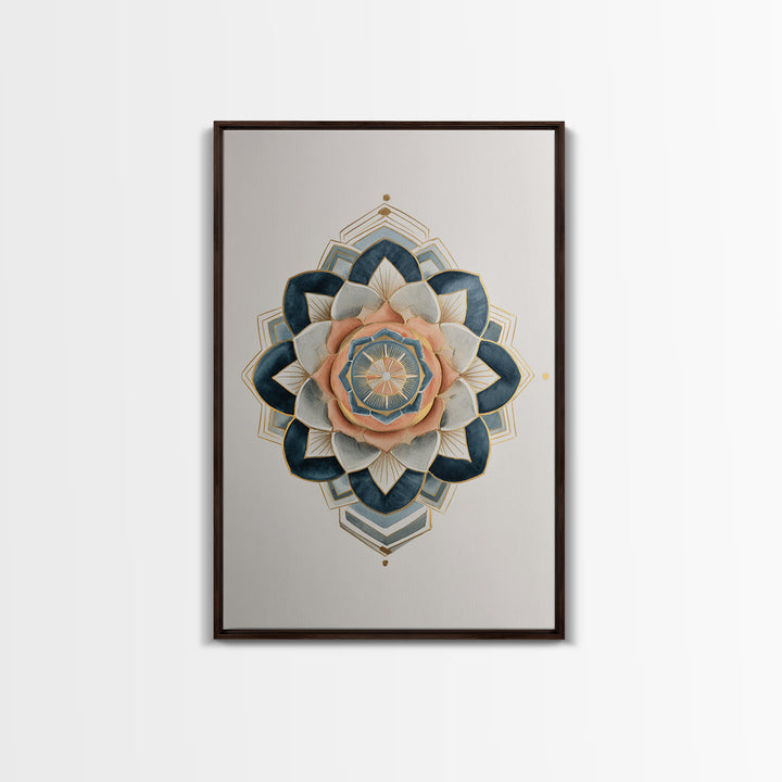 Sacred Geometry Mandala Canvas Print, Wall Art, Wall Hangings, Living Room Decor, Watercolor Art, Framed Wall Art, WAL-2x3-29