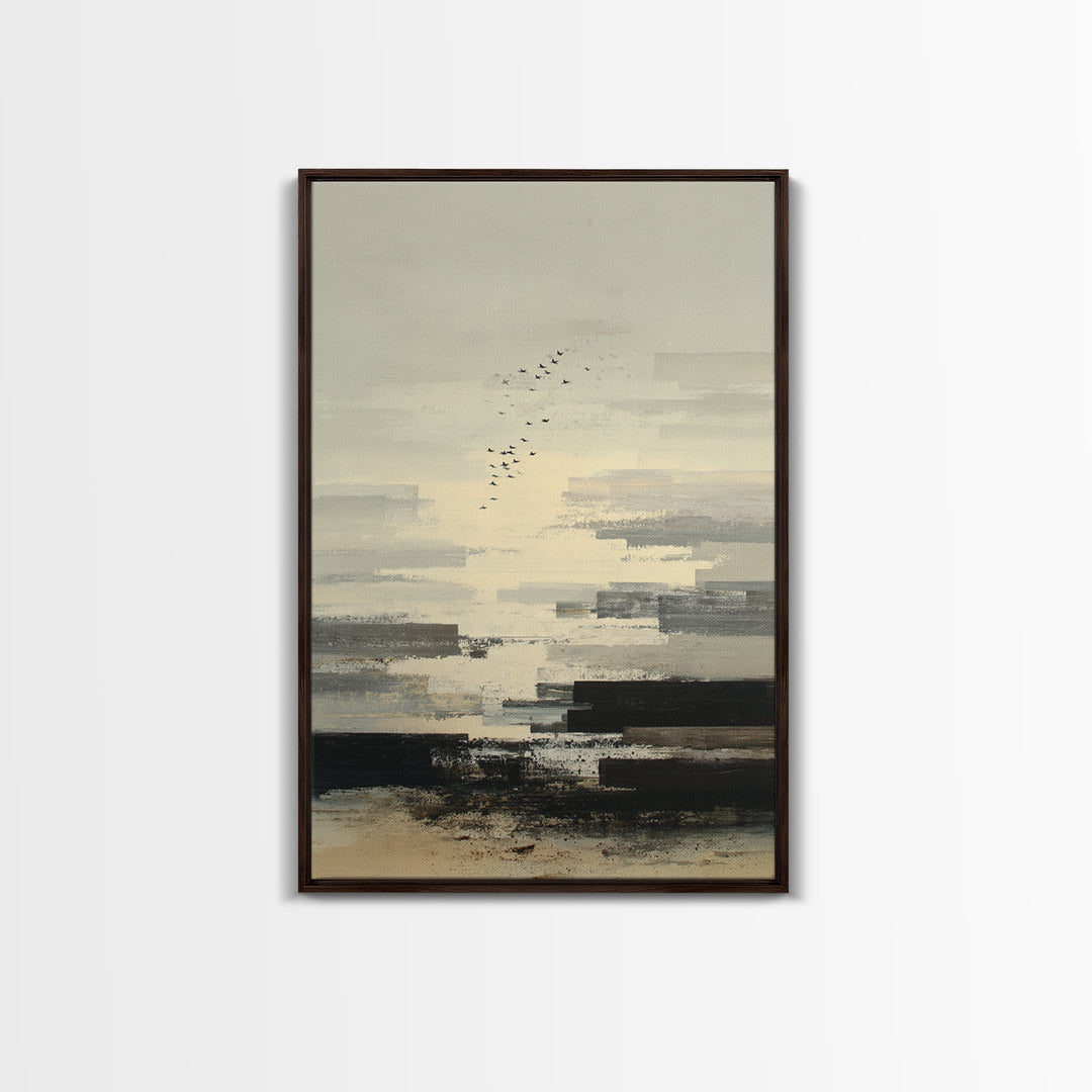 Luxury Neutral Plaster Texture Abstract Framed Canvas Print, Wall Art, Mid Century Modern, Living Room Decor, Fine Art, WAL-2x3-47