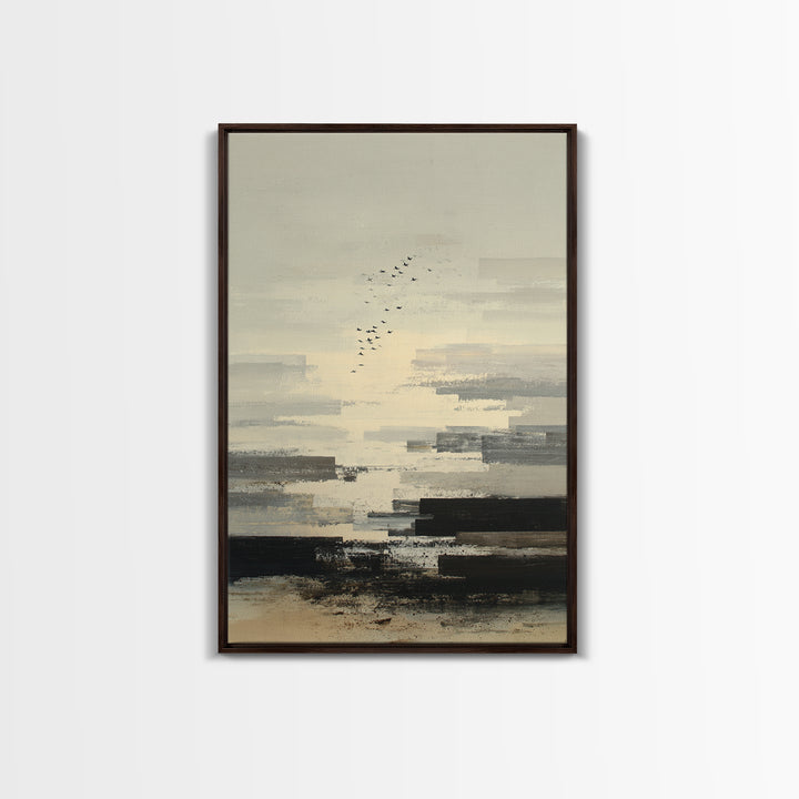 Luxury Neutral Plaster Texture Abstract Framed Canvas Print, Wall Art, Mid Century Modern, Living Room Decor, Fine Art, WAL-2x3-47