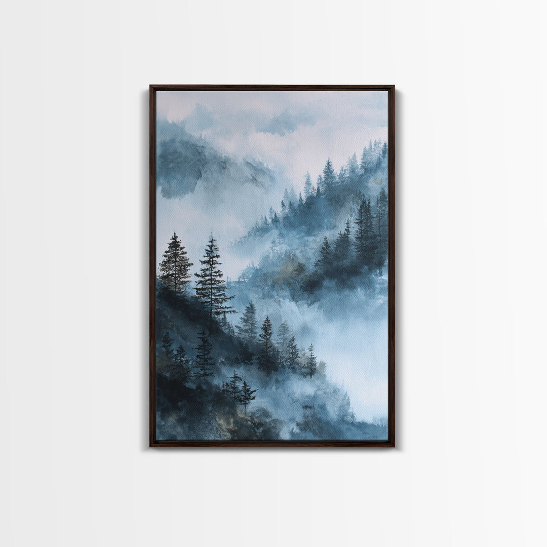 Moody Forest Landscape Framed Canvas Print, Wall Art, Metal Wall Art, Living Room Decor, Oil Painting, Digital Print, WAL-2x3-90