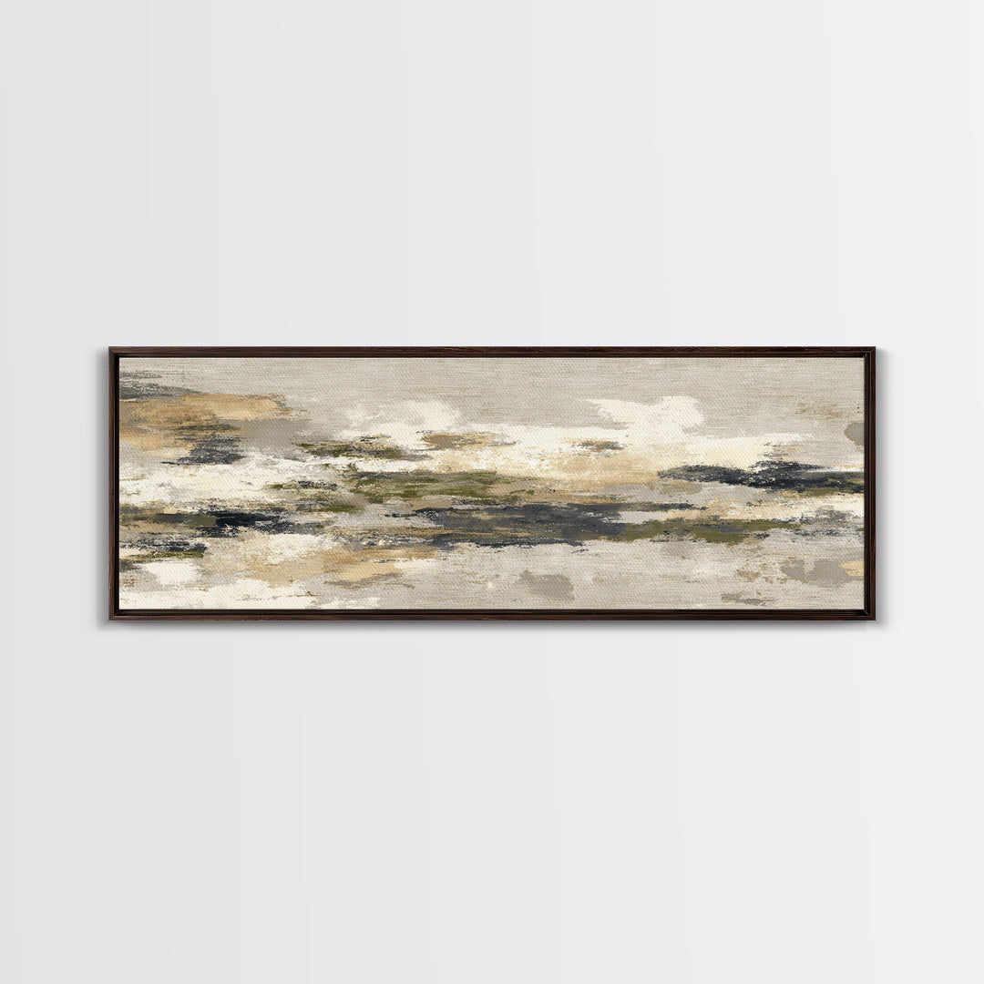 Urban Skyline in Muted Evening Color Framed Canvas Print, Wall Art, Art Print, Living Room Decor, Abstract Art, WAL-3x1-10