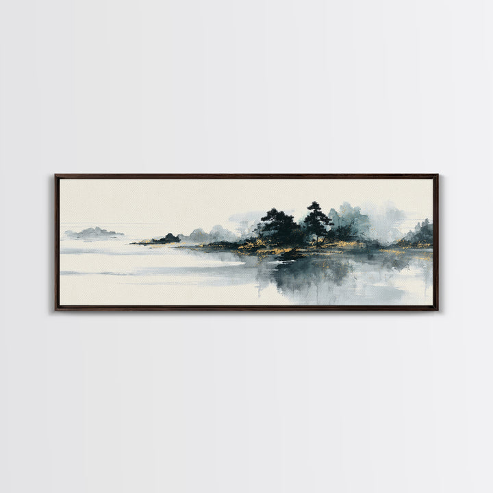 Monochrome Ink Crane Composition Canvas Print, Wall Art, Original Art, Living Room Decor, Fine Art, Modern Decor, WAL-3x1-16