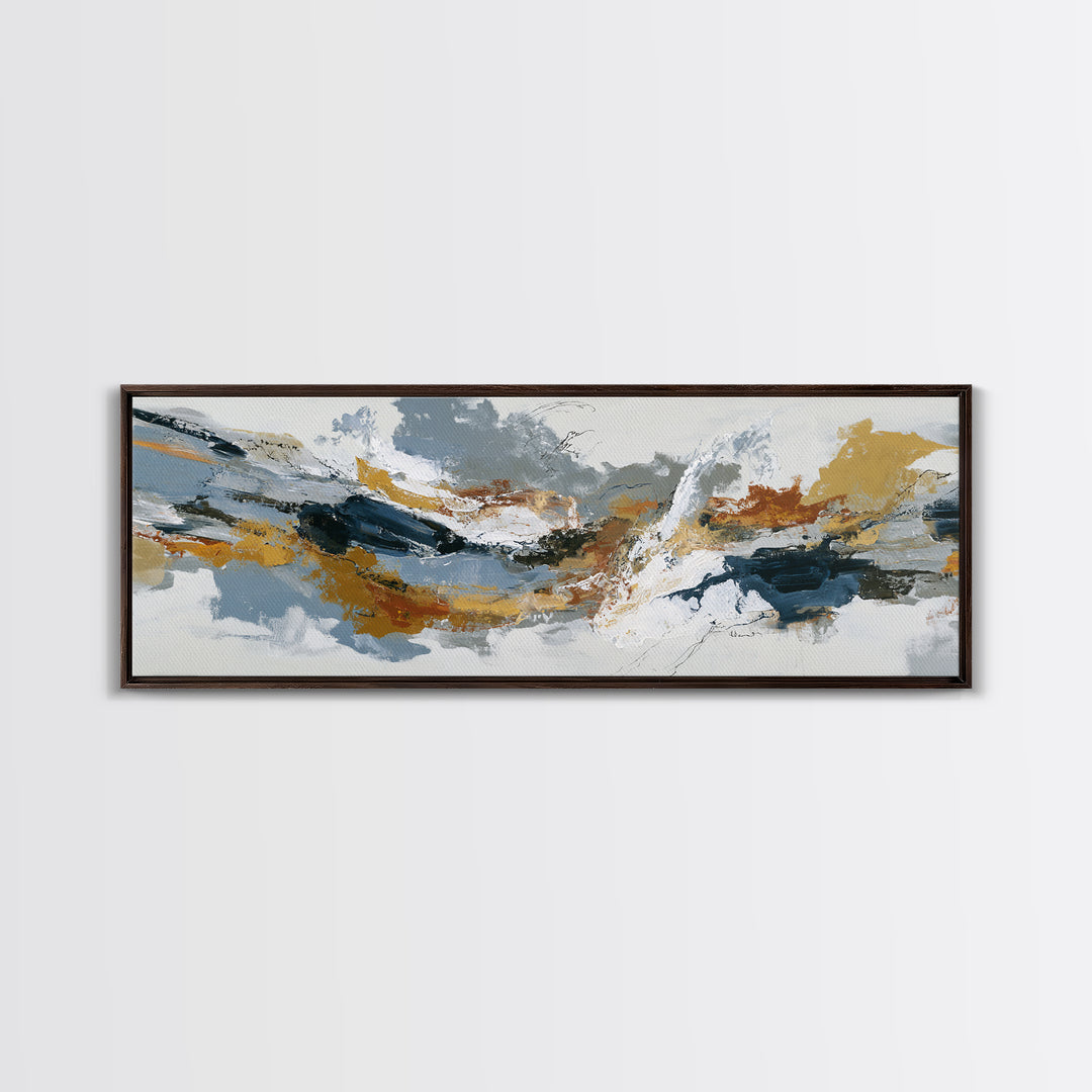 Statement Abstract with Bold Layered Brushwork Canvas Print, Wall Art, Textured Wall Art, Living Room Decor, WAL-3x1-17