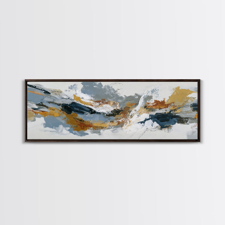Statement Abstract with Bold Layered Brushwork Canvas Print, Wall Art, Textured Wall Art, Living Room Decor, WAL-3x1-17