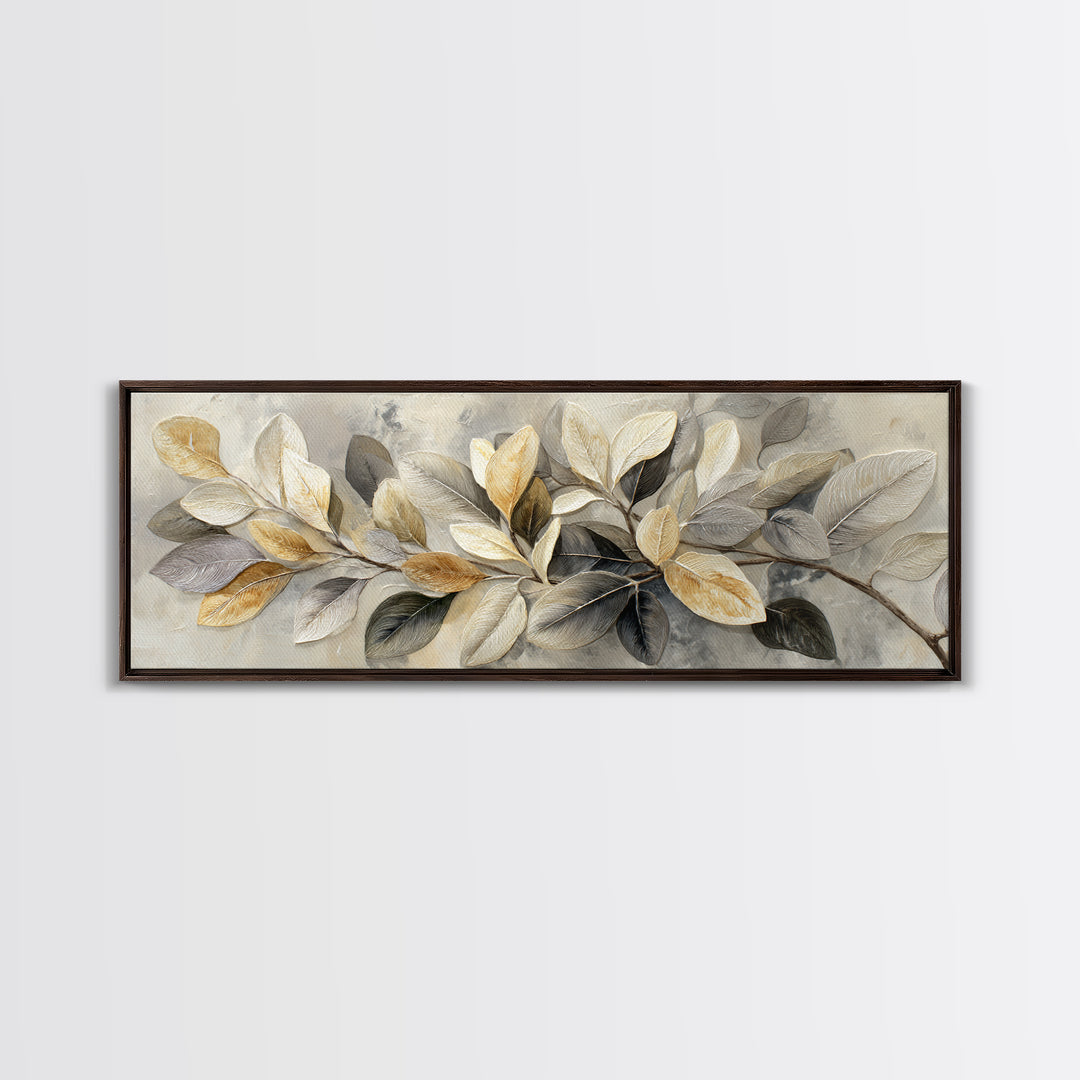 Large Botanical Print Framed Canvas Print, Wall Art, Digital Wall Art, Living Room Decor, Watercolor Art, Wood Wall Art, WAL-3x1-18