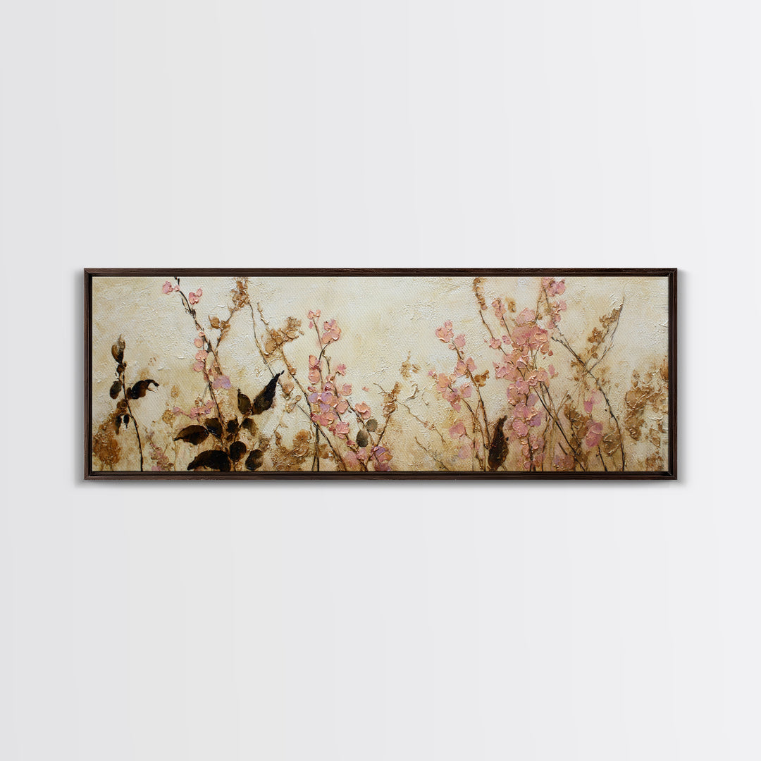 Soft Floral Oil Painting Canvas Print, Wall Art, Digital Print, Living Room Decor, Fine Art, Luxury Decor, Textured Painting, WAL-3x1-21