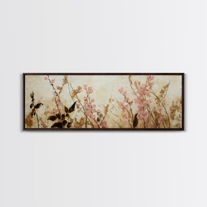 Soft Floral Oil Painting Canvas Print, Wall Art, Digital Print, Living Room Decor, Fine Art, Luxury Decor, Textured Painting, WAL-3x1-21