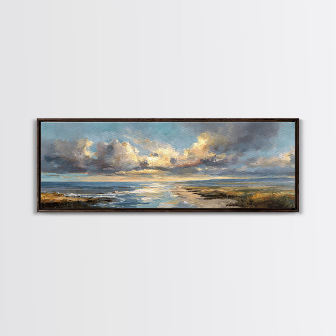 Classic Seascape with Dramatic Clouds Canvas Print, Wall Art, Art Print, Living Room Decor, Fine Art, Wall Hanging, WAL-3x1-43