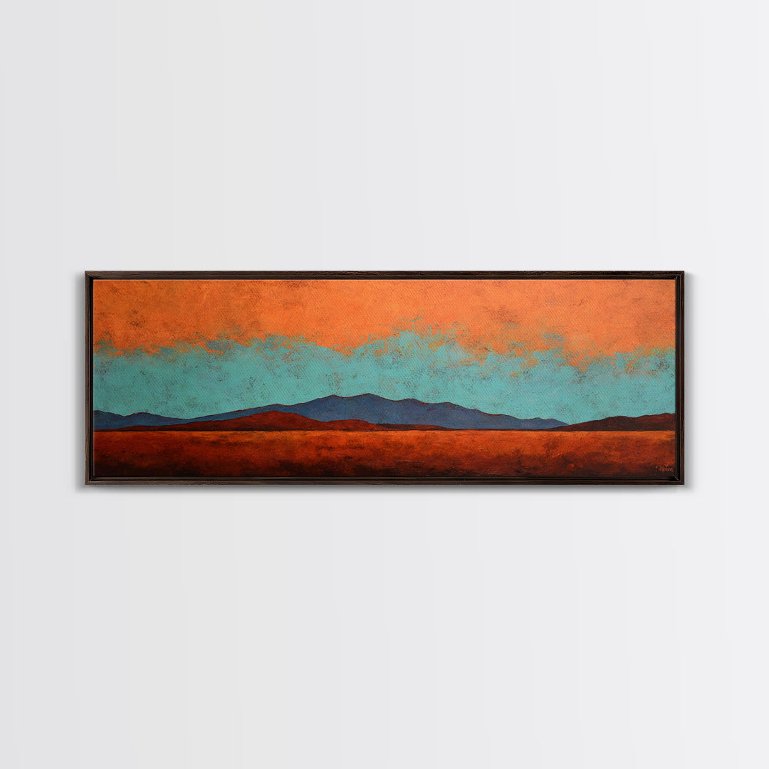 Desert Landscape in Warm Terracotta Tones Framed Canvas Print, Wall Art, Heart, Living Room Decor, Fine Art, WAL-3x1-47