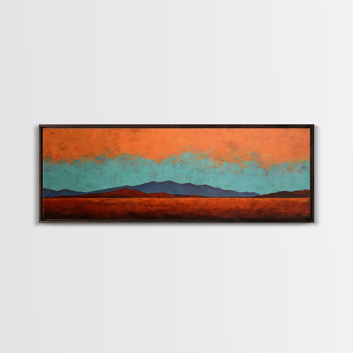 Desert Landscape in Warm Terracotta Tones Framed Canvas Print, Wall Art, Heart, Living Room Decor, Fine Art, WAL-3x1-47