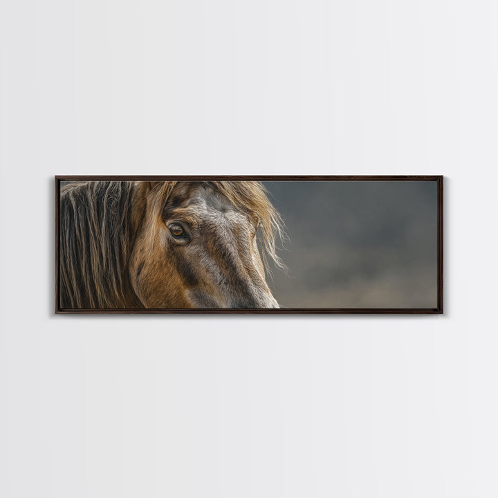 Wild Horse Portrait Framed Canvas Print, Wall Art, Prints Wall Art, Living Room Decor, Fine Art, Textured Painting, WAL-3x1-53