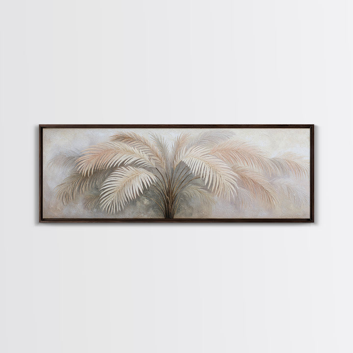 Tropical Palm Leaf Painting Framed Canvas Print, Wall Art, Minimalist Decor, Living Room Decor, Oil Painting, WAL-3x1-56