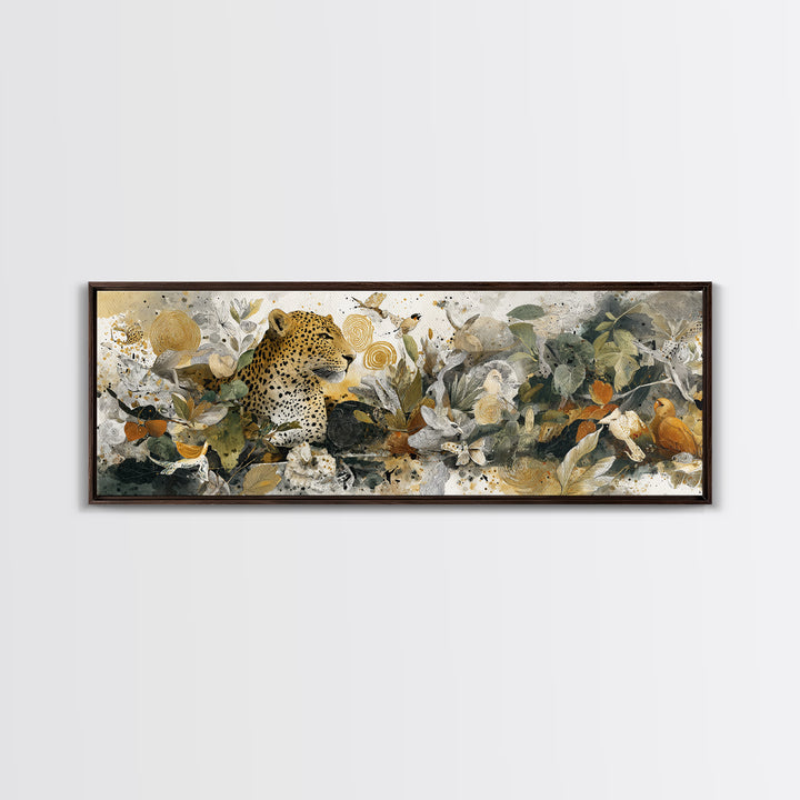Whimsical Animal Portrait Framed Canvas Print, Wall Art, Contemporary Art, Living Room Decor, Fine Art, Mid Century Modern, WAL-3x1-63