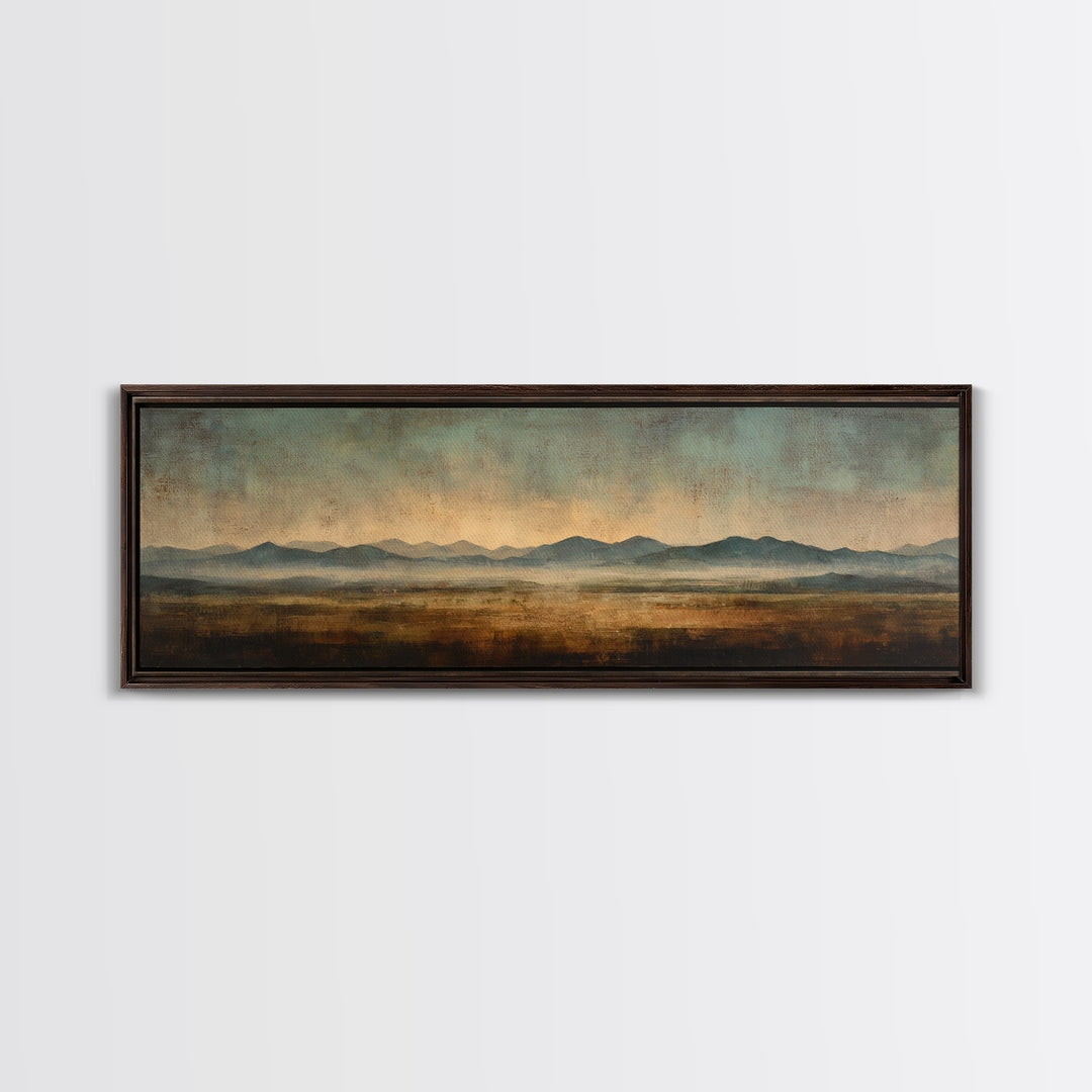Desert Landscape in Warm Terracotta Tones Canvas Print, Wall Art, Metal Wall Art, Living Room Decor, Oil Painting, WAL-3x1-71