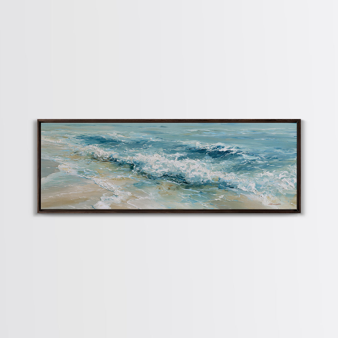 Coastal Aerial Water Study Canvas Print, Wall Art, Digital Wall Art, Living Room Decor, Fine Art, Wood Wall Art, WAL-3x1-75