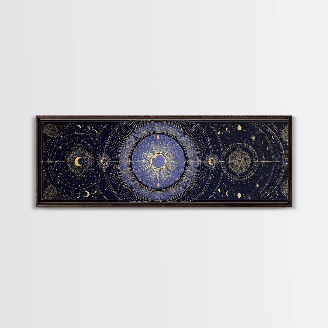 Celestial Moon and Stars Artwork Canvas Print, Wall Art, Printable Wall Art, Living Room Decor, Fine Art, Original Art, WAL-3x1-78