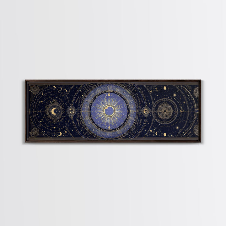 Celestial Moon and Stars Artwork Canvas Print, Wall Art, Printable Wall Art, Living Room Decor, Fine Art, Original Art, WAL-3x1-78