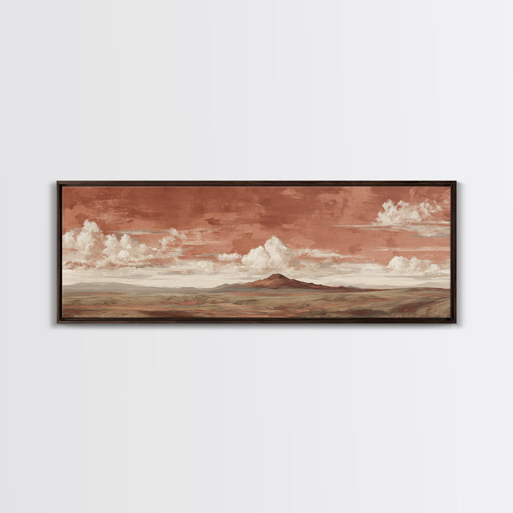 Desert Landscape in Warm Terracotta Tones Canvas Print, Wall Art, Heart, Living Room Decor, Fine Art, Home Decor Gift, WAL-3x1-95