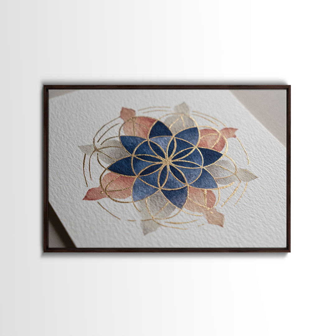 Sacred Geometry Mandala Canvas Print, Wall Art, Original Art, Living Room Decor, Fine Art, Modern Decor, Fine Art Print, WAL-3x2-1