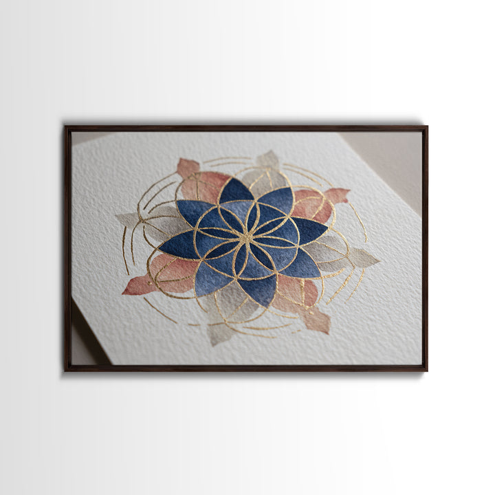 Sacred Geometry Mandala Canvas Print, Wall Art, Original Art, Living Room Decor, Fine Art, Modern Decor, Fine Art Print, WAL-3x2-1