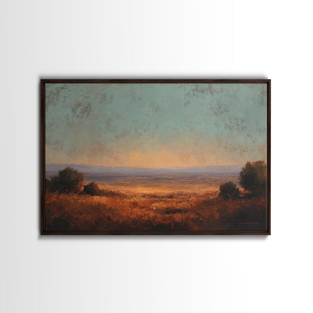 Desert Landscape in Warm Terracotta Tones Framed Canvas Print, Wall Art, Room Decor, Living Room Decor, Fine Art, WAL-3x2-35