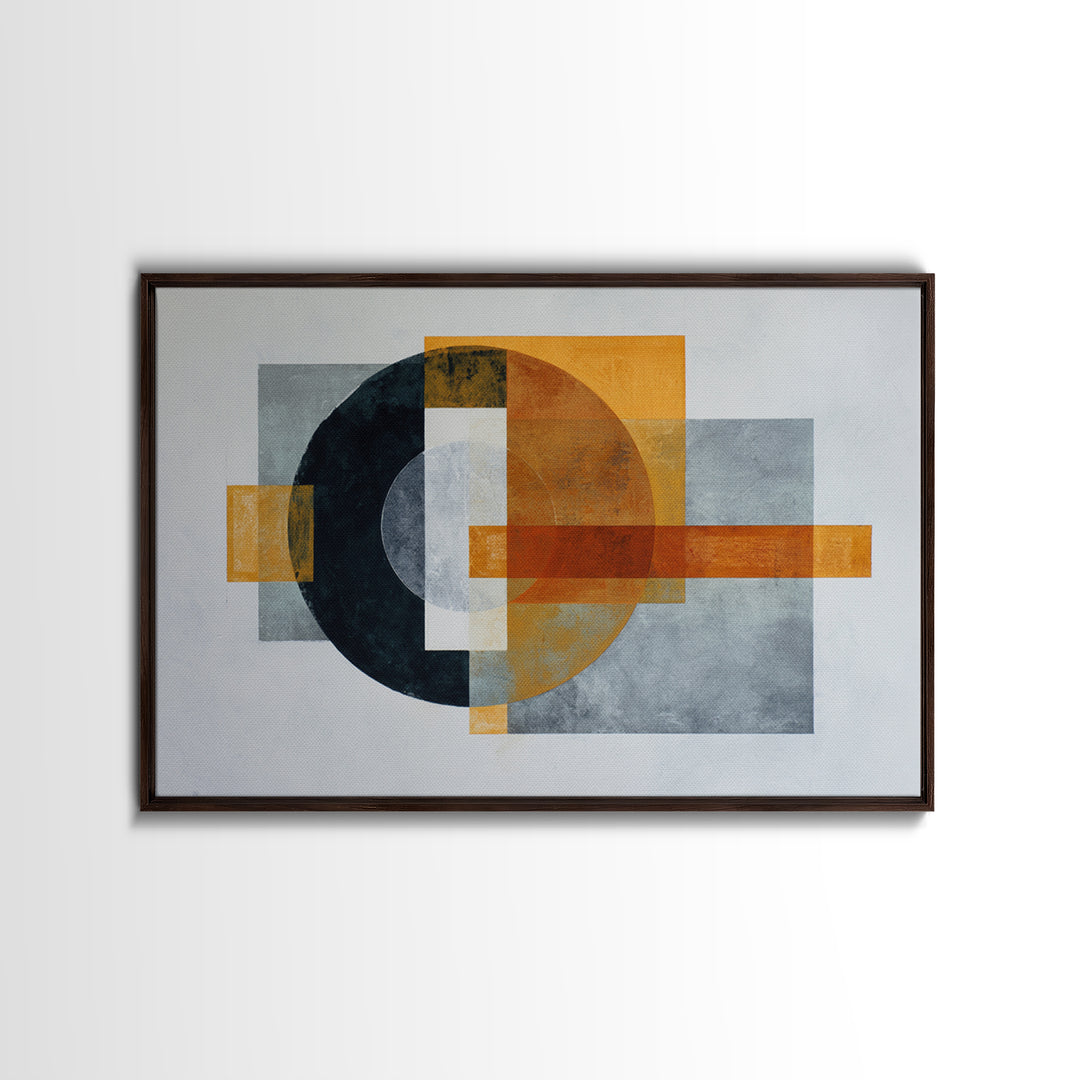Modern Geometric Composition for Living Spaces Framed Canvas Print, Wall Art, Framed Wall Art, Living Room Decor, Fine Art, WAL-3x2-8