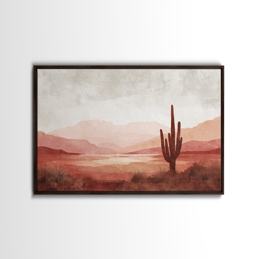Desert Landscape in Warm Terracotta Tones Canvas Print, Wall Art, Metal Wall Art, Living Room Decor, Oil Painting, WAL-3x2-83