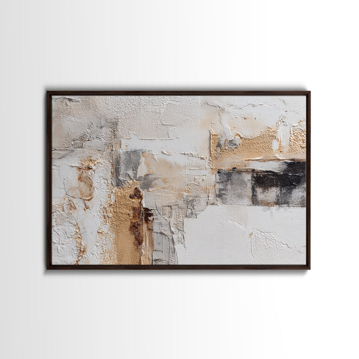 Luxury Neutral Plaster Texture Abstract Framed Canvas Print, Wall Art, Wall Art for Mom, Living Room Decor, Abstract Art, WAL-3x2-91