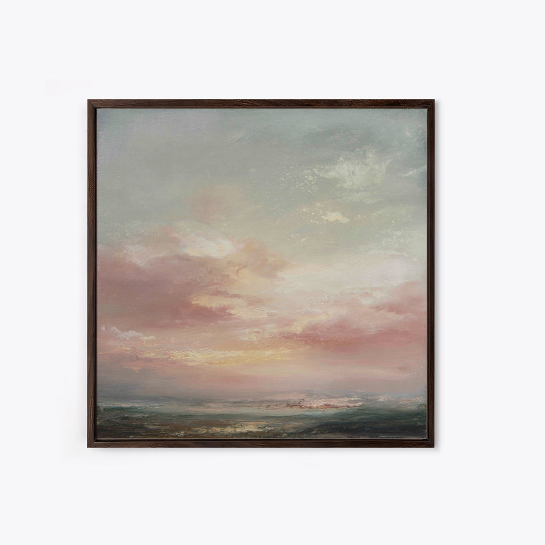 Blush Cloudscape with Dreamy Atmosphere Canvas Print, Wedding Art, Custom Painting, Living Room Decor, Oil Painting, Romance, WED-1x1-15