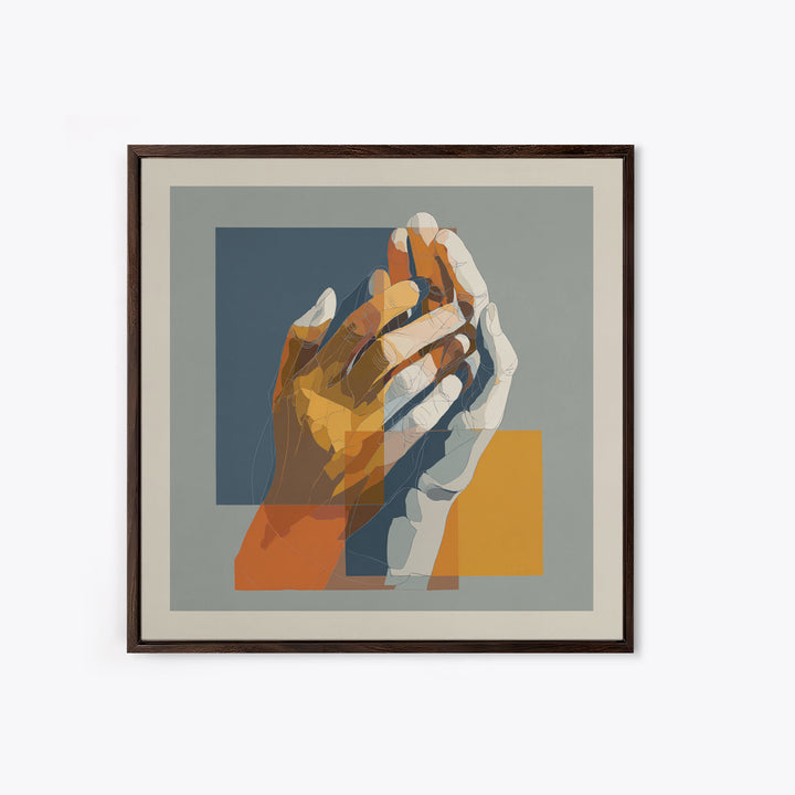 Hands Nearly Touching Framed Canvas Print, Wedding Art, Jewish Art, Living Room Decor, Abstract Art, Romance, WED-1x1-16