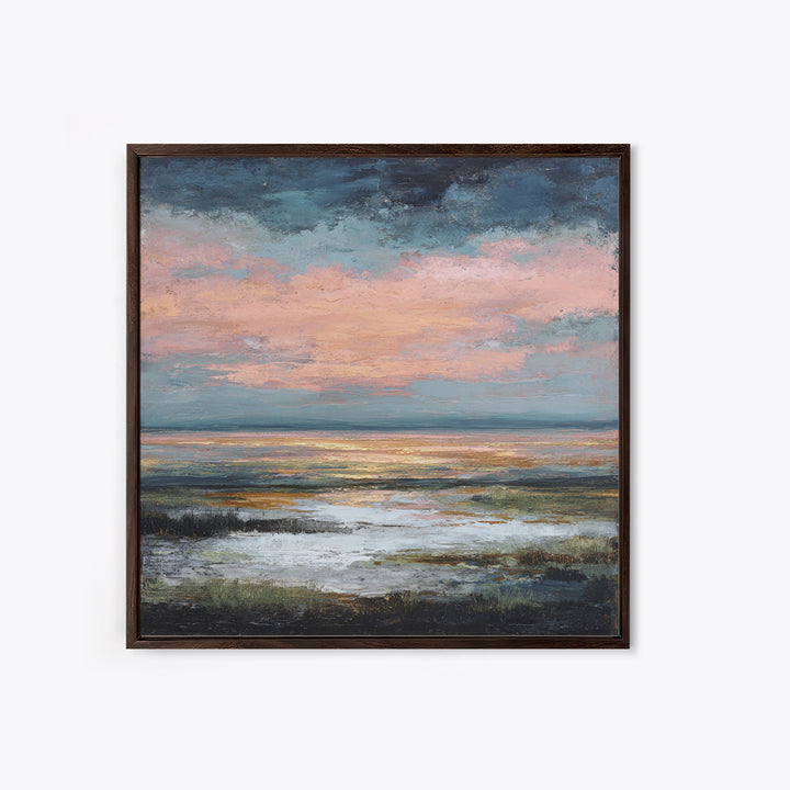 Blush Cloudscape with Dreamy Atmosphere Framed Canvas Print, Wedding Art, Wedding Decoration, Living Room Decor, Romance, WED-1x1-39