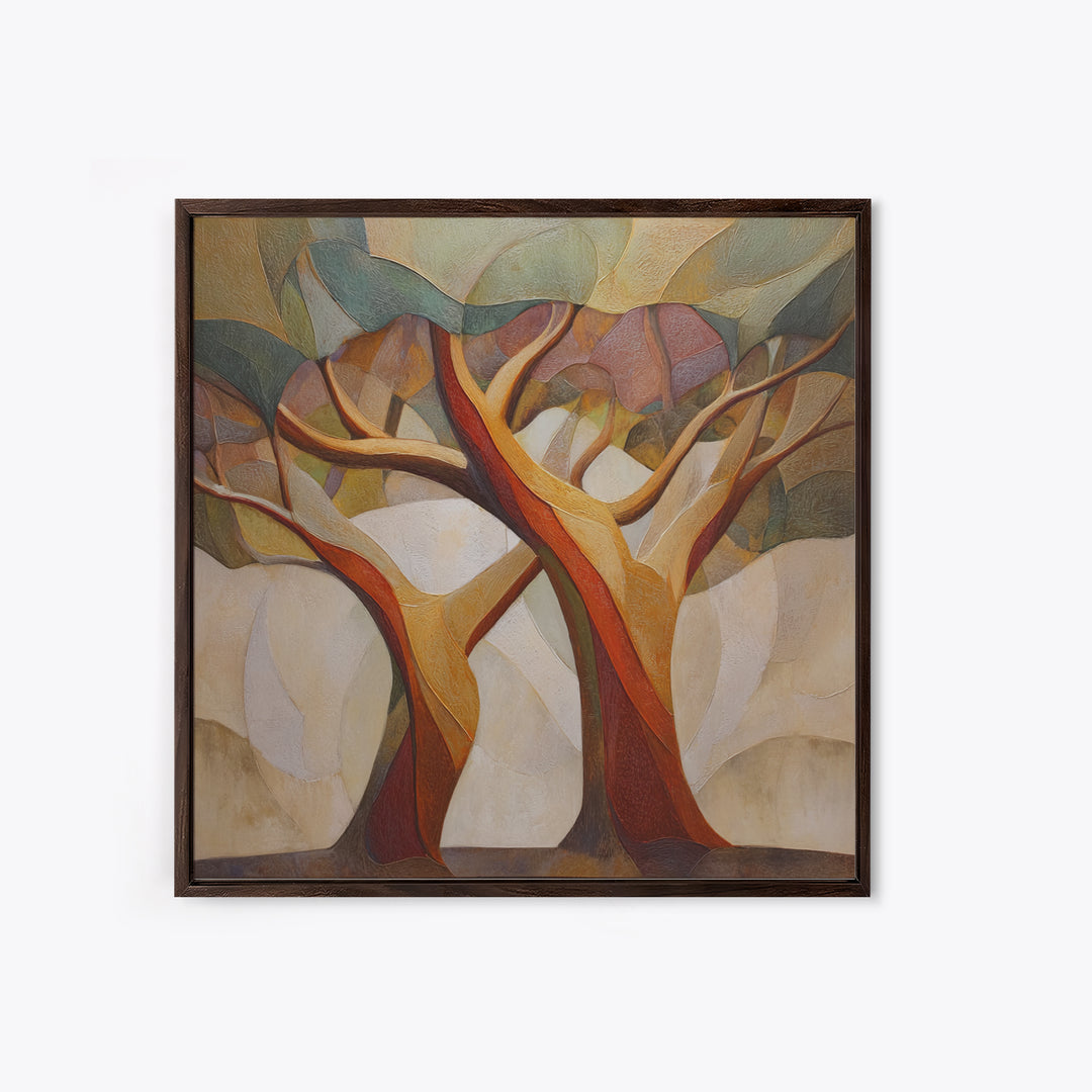 Two Intertwined Trees as Symbolic Artwork Framed Canvas Print, Wedding Art, Custom Wedding Gift, Living Room Decor, Romance, WED-1x1-47