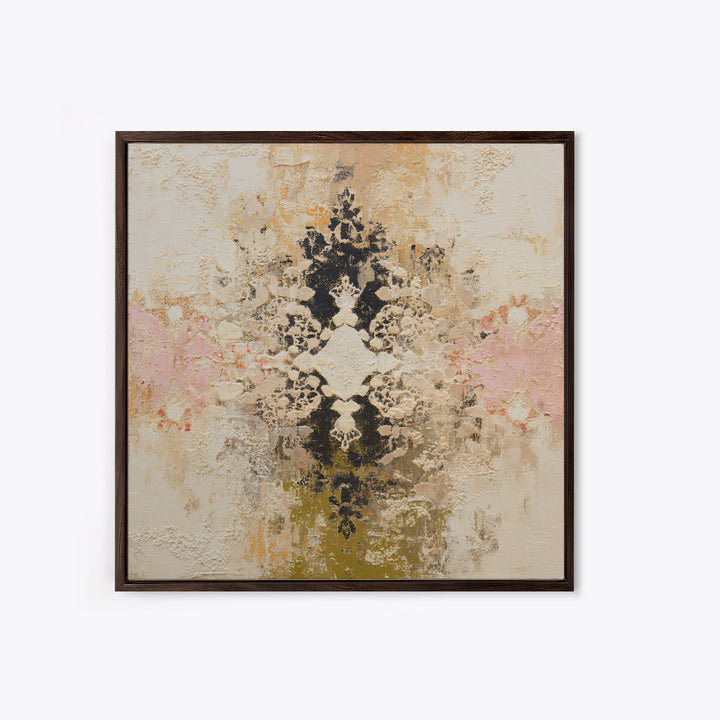 Lace Pattern Ivory Abstraction Framed Canvas Print, Wedding Art, Wedding Poster, Living Room Decor, Abstract Art, Romance, WED-1x1-67