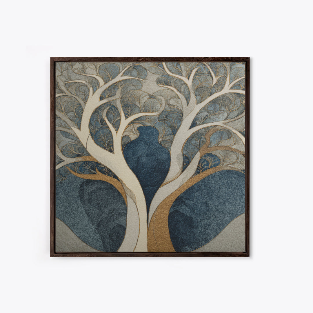 Two Intertwined Trees as Symbolic Artwork Canvas Print, Wedding Art, Wedding Stationery, Living Room Decor, Fine Art, Romance, WED-1x1-95