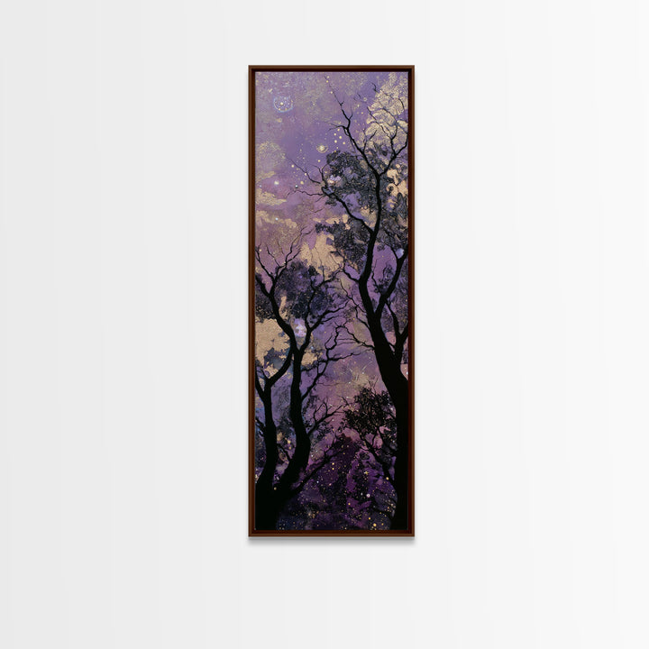 Couple Silhouette Beneath Moonlit Trees Canvas Print, Wedding Art, Neutral Decor, Living Room Decor, Fine Art, Romance, WED-1x3-17