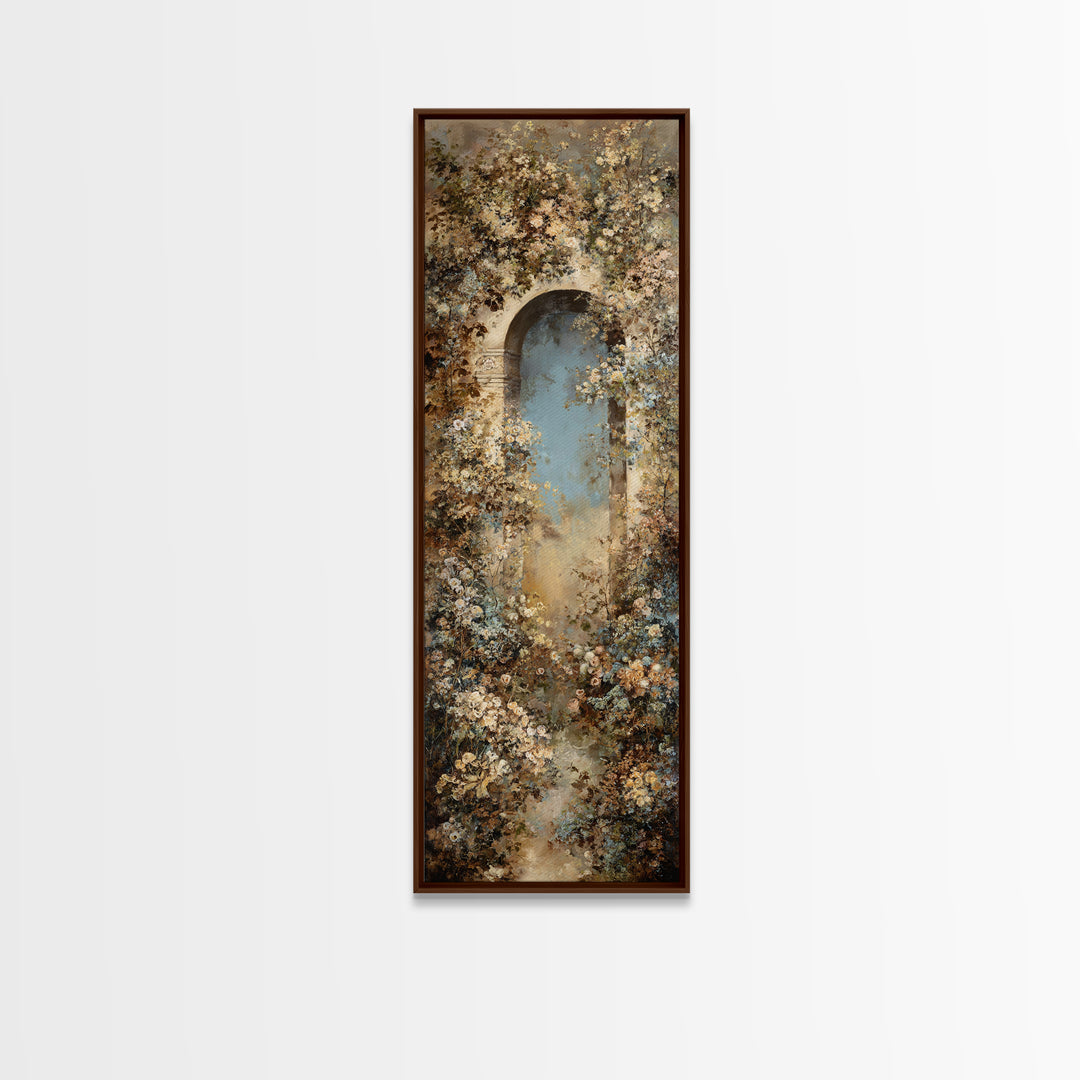 Romantic Garden Arch Covered Canvas Print, Wedding Art, Downloadable Art, Living Room Decor, Oil Painting, Romance, WED-1x3-22