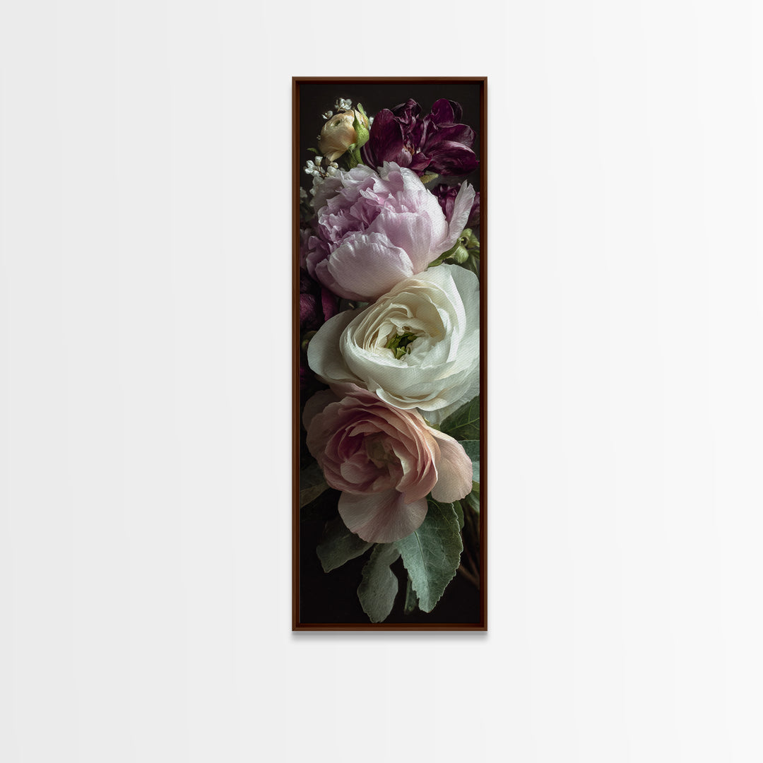 Peony and Ranunculus Bouquet Canvas Print, Wedding Art, Wall Decor, Living Room Decor, Fine Art, Romance, Wedding Gift, WED-1x3-32