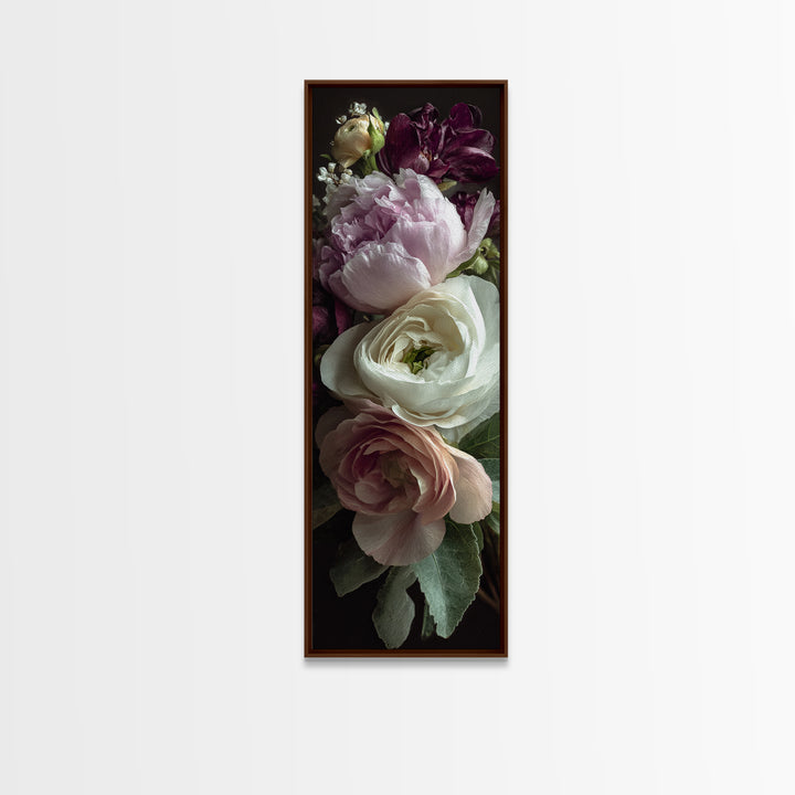 Peony and Ranunculus Bouquet Canvas Print, Wedding Art, Wall Decor, Living Room Decor, Fine Art, Romance, Wedding Gift, WED-1x3-32