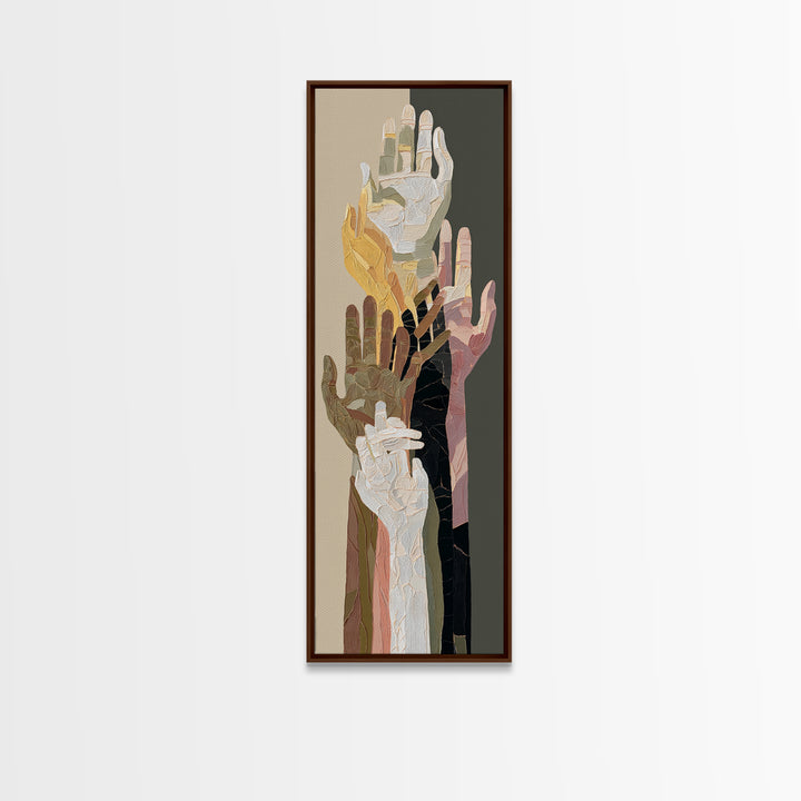 Hands Nearly Touching Framed Canvas Print, Wedding Art, Boho Decor, Living Room Decor, Abstract Art, Romance, Art Print, WED-1x3-52