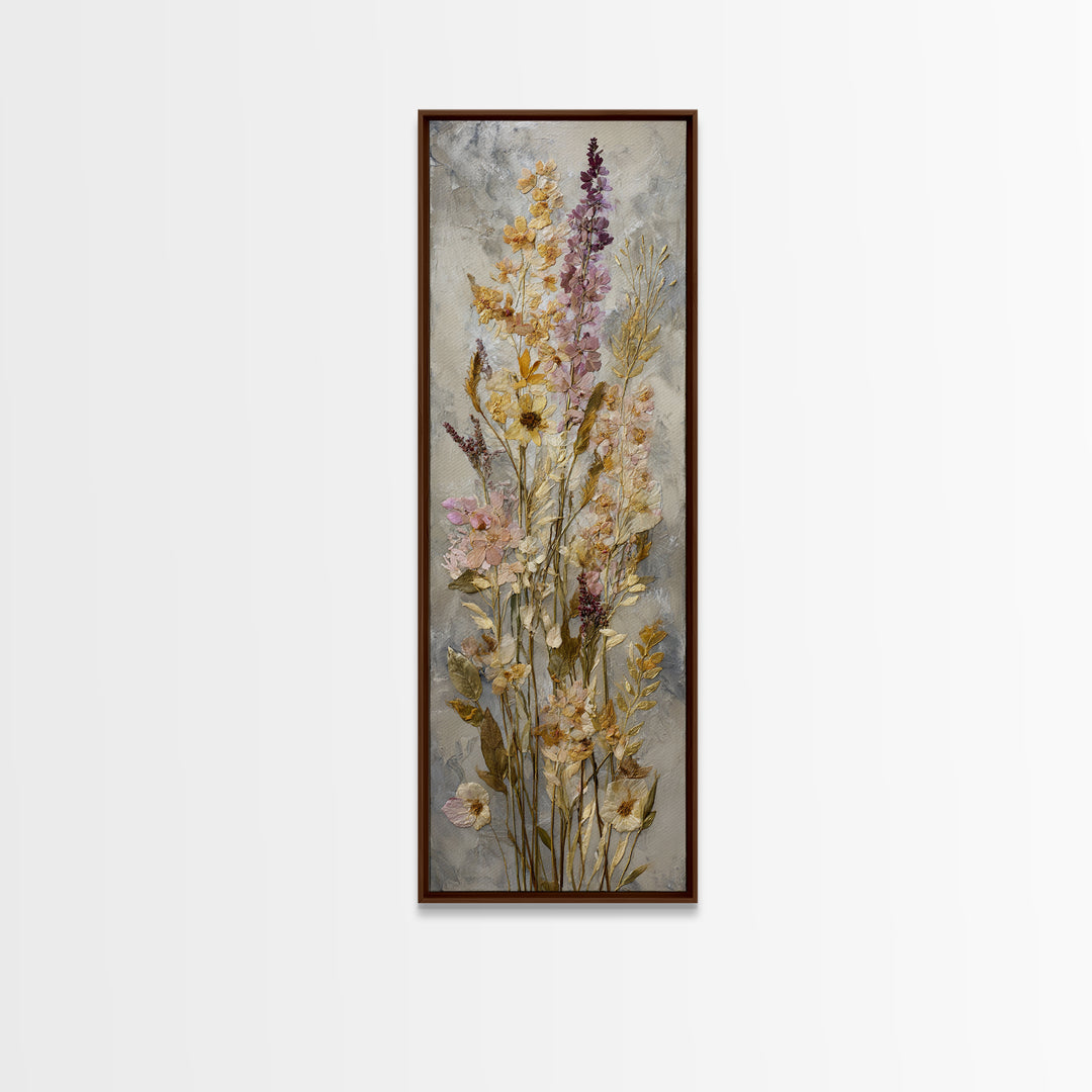 Pressed Flowers from a Wedding Bouquet Canvas Print, Wedding Art, Wedding Gift, Living Room Decor, Watercolor Art, Romance, WED-1x3-68