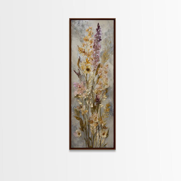 Pressed Flowers from a Wedding Bouquet Canvas Print, Wedding Art, Wedding Gift, Living Room Decor, Watercolor Art, Romance, WED-1x3-68