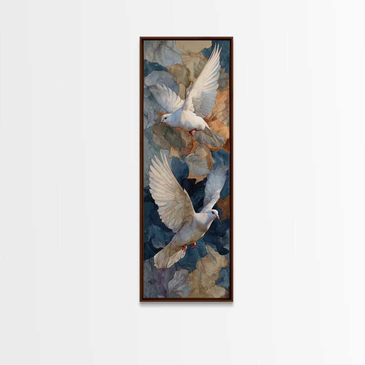 Doves Flying Through Soft Golden Light Framed Canvas Print, Wedding Art, Printable Art, Living Room Decor, Fine Art, Romance, WED-1x3-71