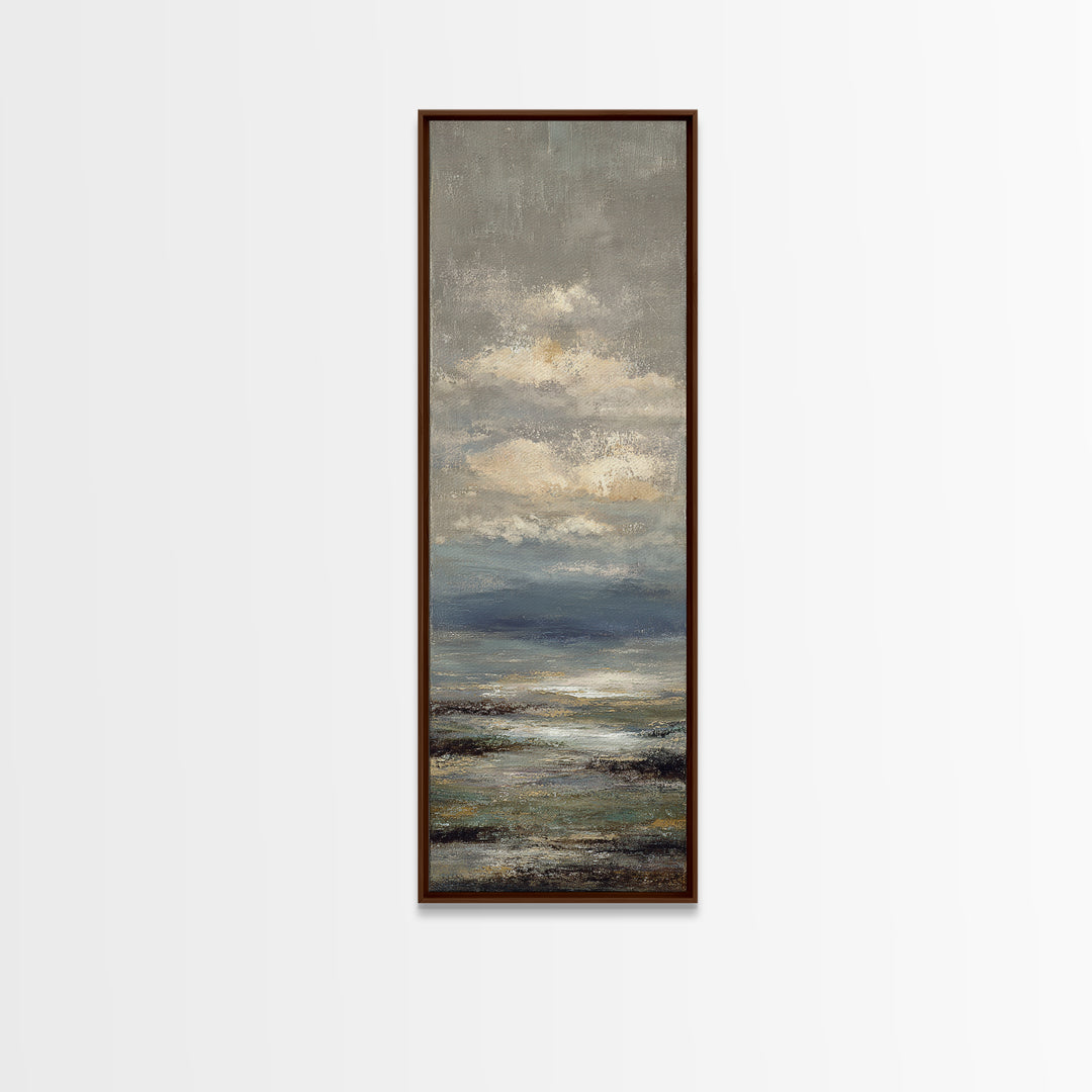 Blush Cloudscape with Dreamy Atmosphere Framed Canvas Print, Wedding Art, Custom Painting, Living Room Decor, Fine Art, Romance, WED-1x3-75