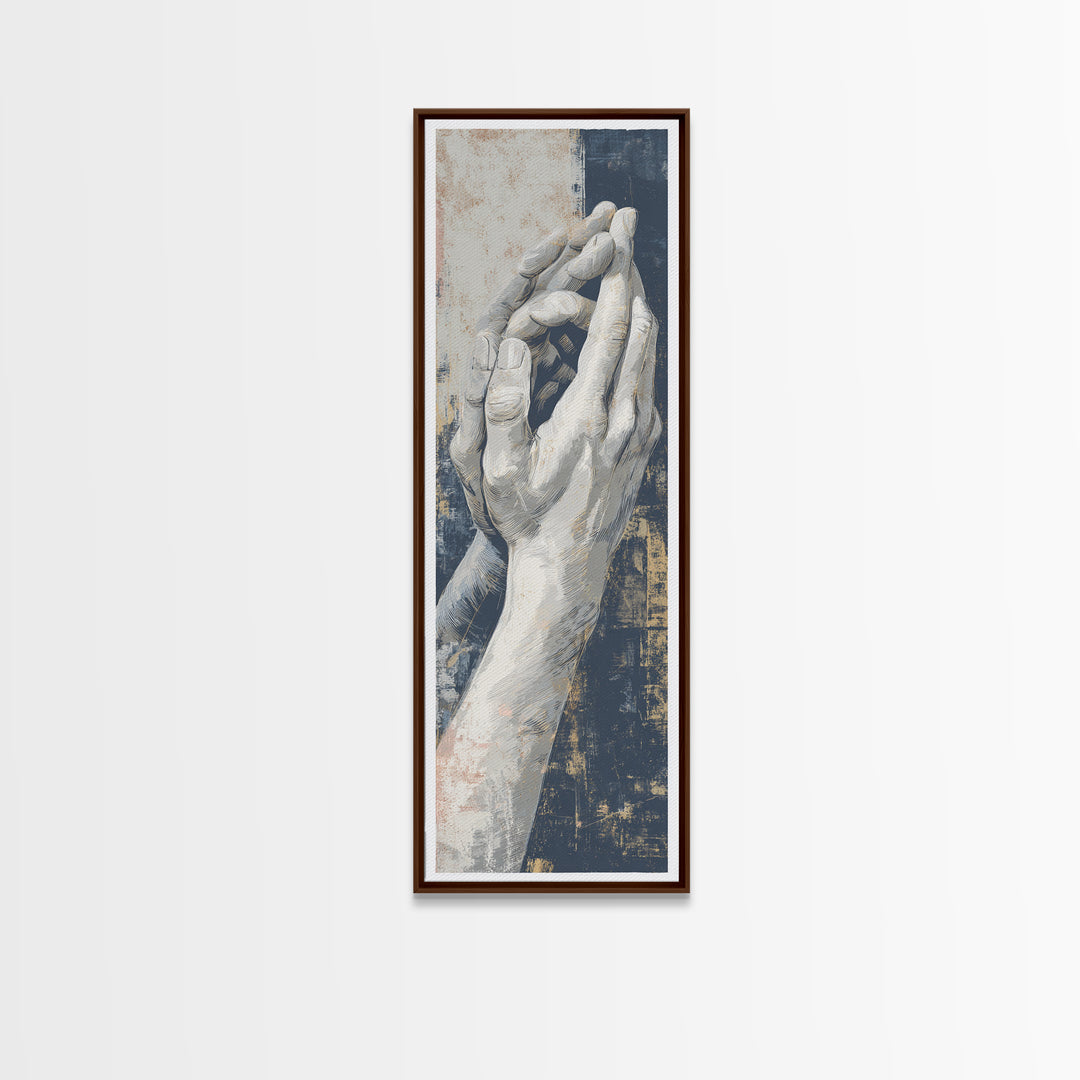 Hands Nearly Touching Framed Canvas Print, Wedding Art, Custom Portrait, Living Room Decor, Romance, Wedding Decoration, WED-1x3-76