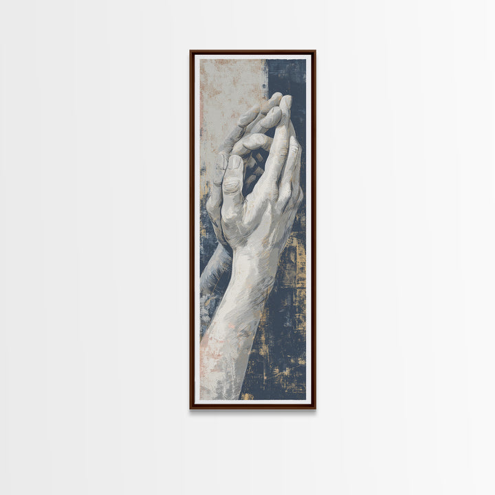 Hands Nearly Touching Framed Canvas Print, Wedding Art, Custom Portrait, Living Room Decor, Romance, Wedding Decoration, WED-1x3-76
