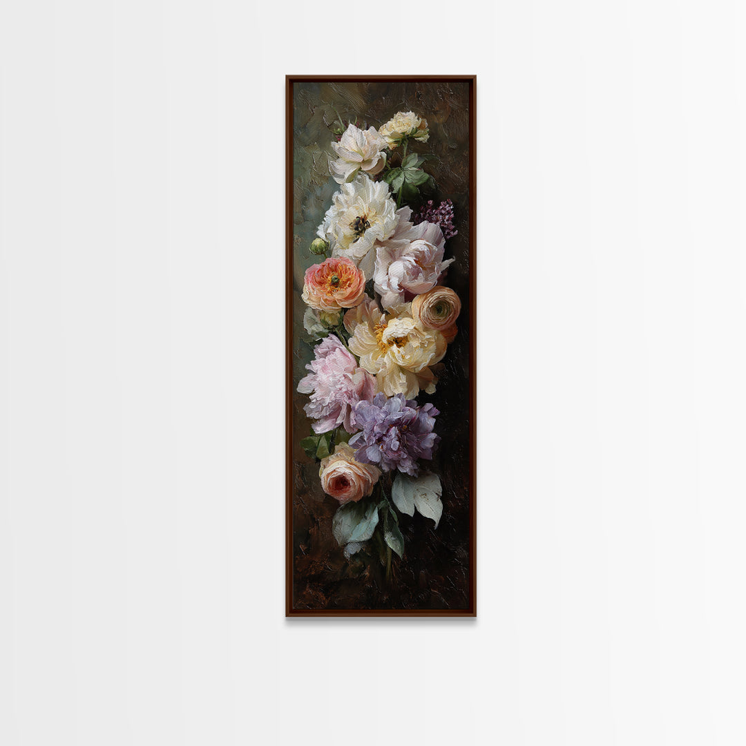 Peony and Ranunculus Bouquet Framed Canvas Print, Wedding Art, Art Print, Living Room Decor, Romance, Downloadable Art, WED-1x3-80