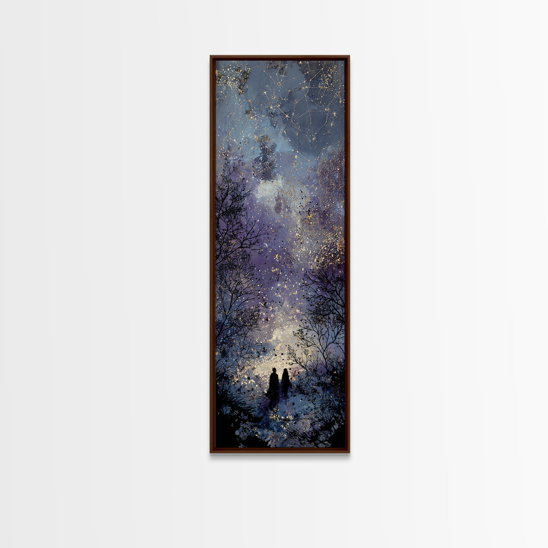 Couple Silhouette Beneath Moonlit Trees Canvas Print, Wedding Art, Custom Wedding Gift, Living Room Decor, Fine Art, Romance, WED-1x3-89