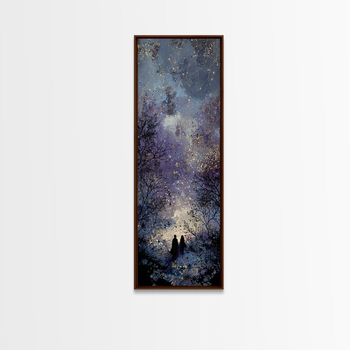 Couple Silhouette Beneath Moonlit Trees Canvas Print, Wedding Art, Custom Wedding Gift, Living Room Decor, Fine Art, Romance, WED-1x3-89