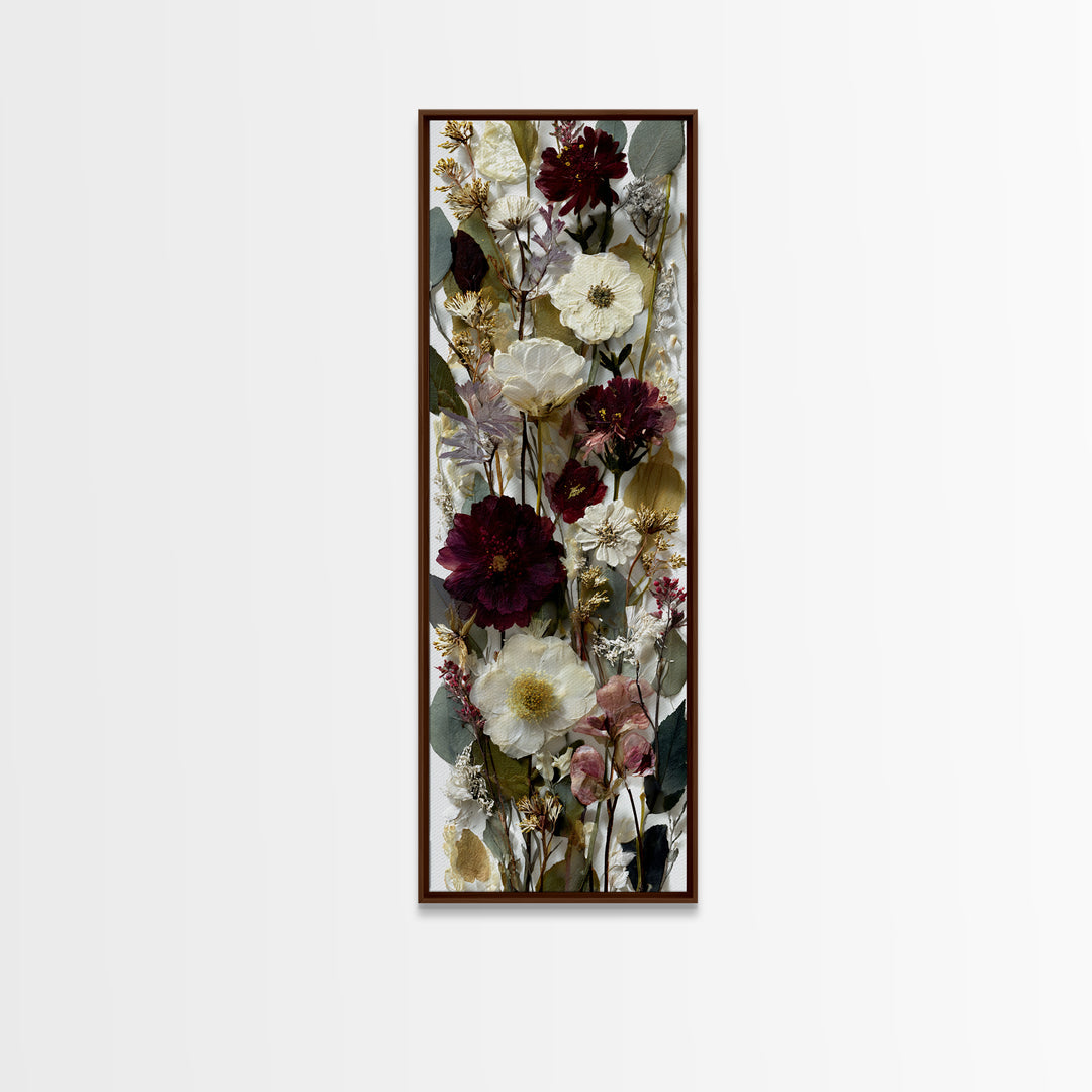 Pressed Flowers from a Wedding Bouquet Framed Canvas Print, Wedding Art, Wedding Decor, Living Room Decor, Fine Art, Romance, WED-1x3-92