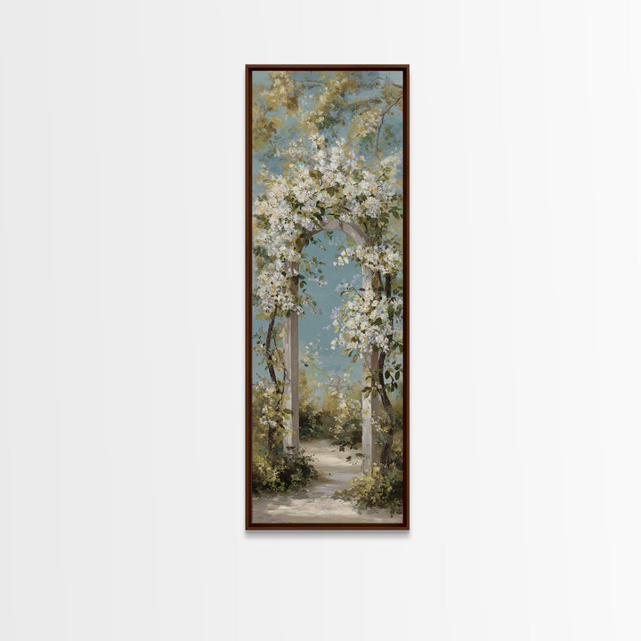 Romantic Garden Arch Covered Canvas Print, Wedding Art, Wedding Poster, Living Room Decor, Watercolor Art, Romance, WED-1x3-94